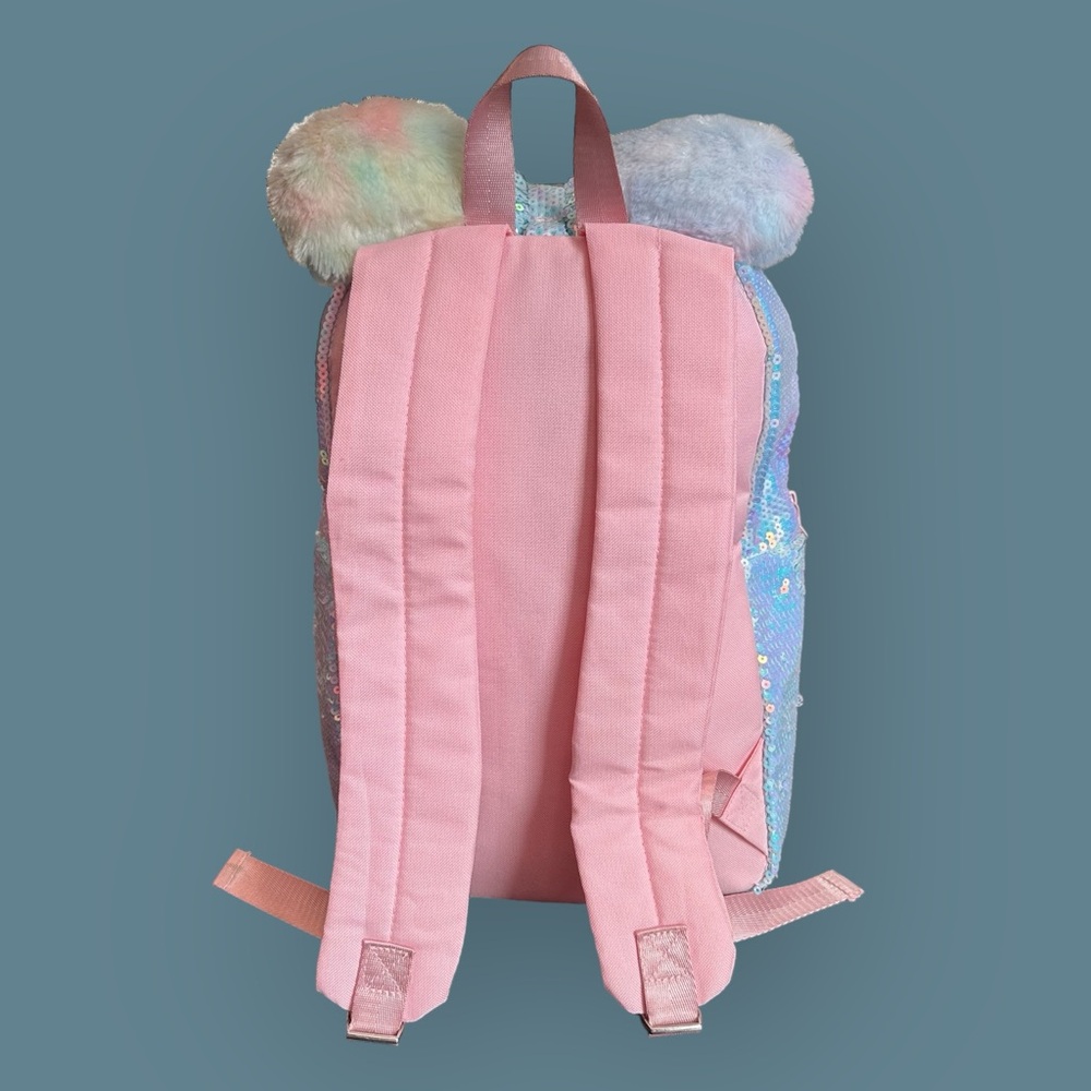 Disneyland Fuzzy Sequins Tie Dye Backpack Ears Furry Pastel Disney - Picture 3 of 6